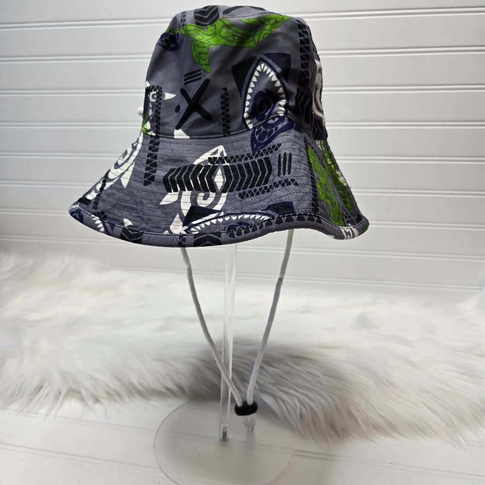 TUGA Reversable Bucket Sun Hat Navy Blue Lime Green Size Large